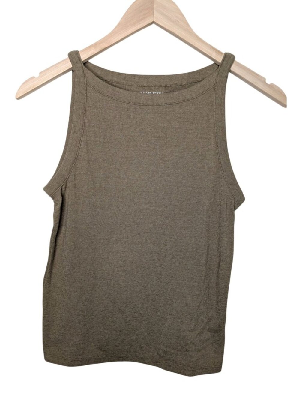 J. Crew Womens Olive Stretch Linen High Neck Tank Top Medium